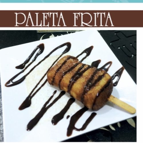 Paleta artesanal tipo Gelatto sabor vainilla Recubierta de masa tipo churro y frita al instante